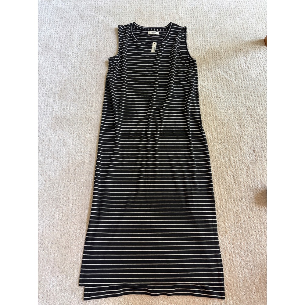 Madewell Womens Black White Striped Sleeveless Maxi Dress XS NWT